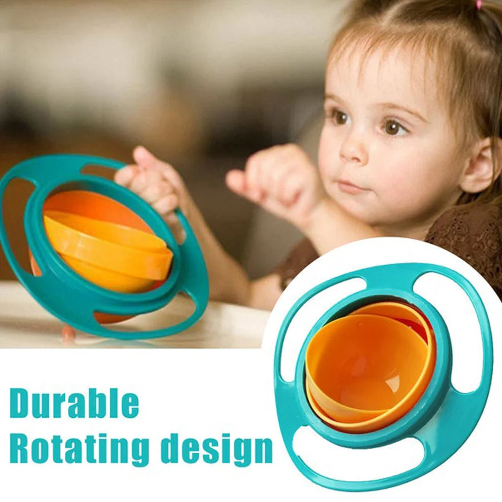 Non Spill Feeding Toddler Bowl 360 Degree Rotating Dish | Magic Snack Bowl for Baby and Kids
