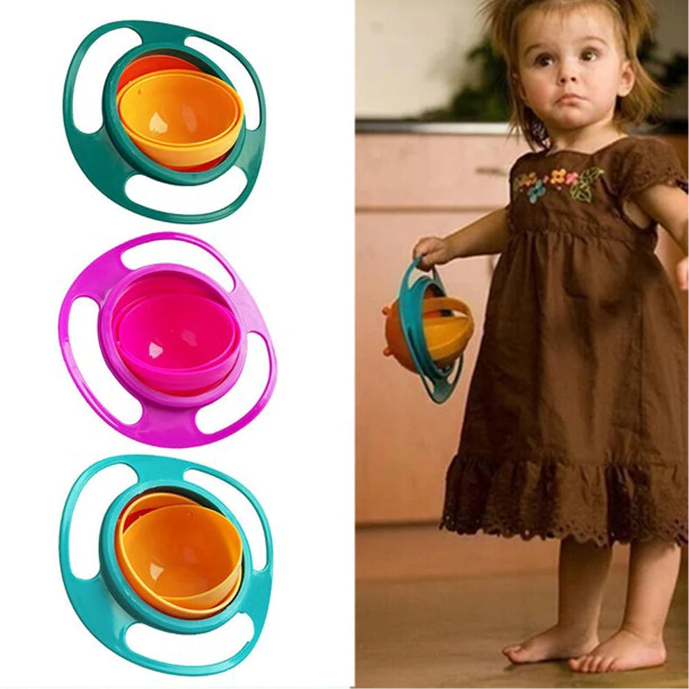Non Spill Feeding Toddler Bowl 360 Degree Rotating Dish | Magic Snack Bowl for Baby and Kids