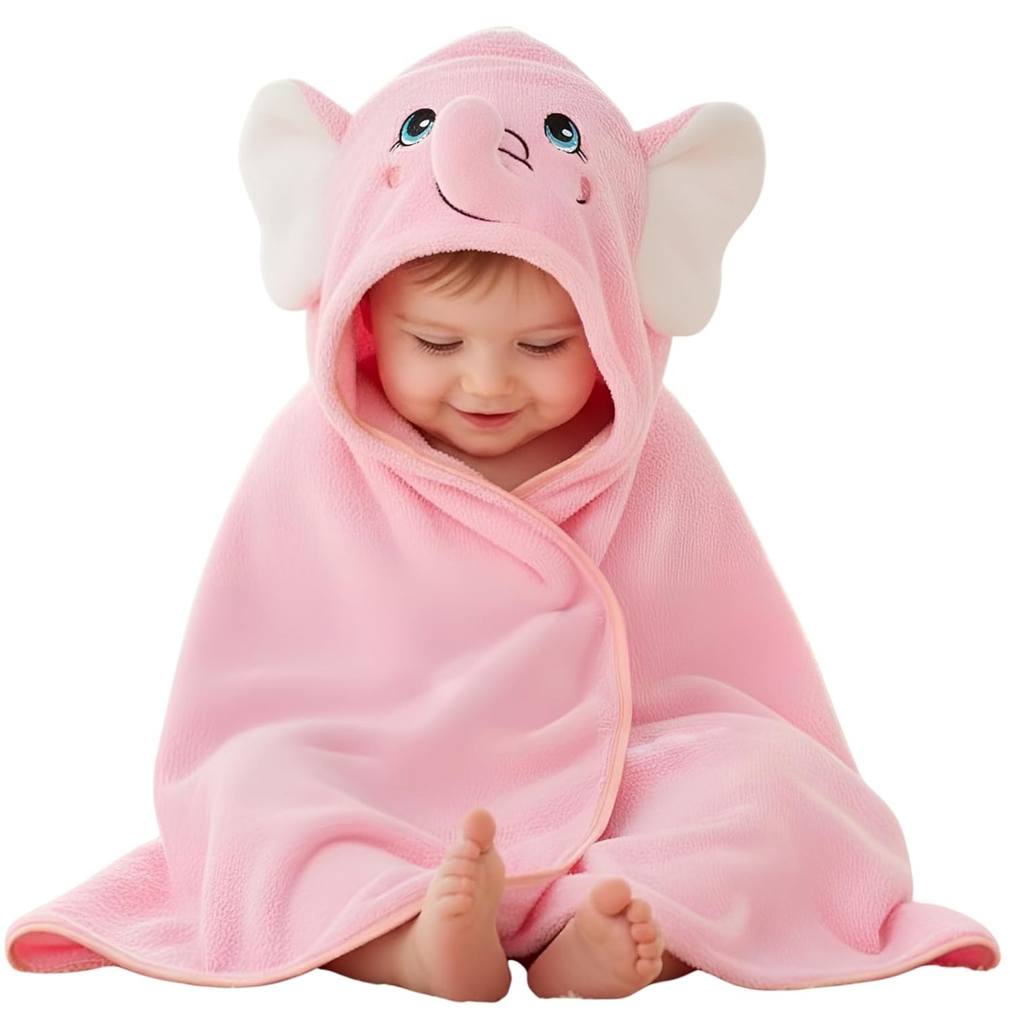 Ultra-Soft Baby Hooded Towel - Baby Pink