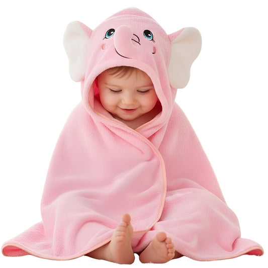 Ultra-Soft Baby Hooded Towel - Baby Pink