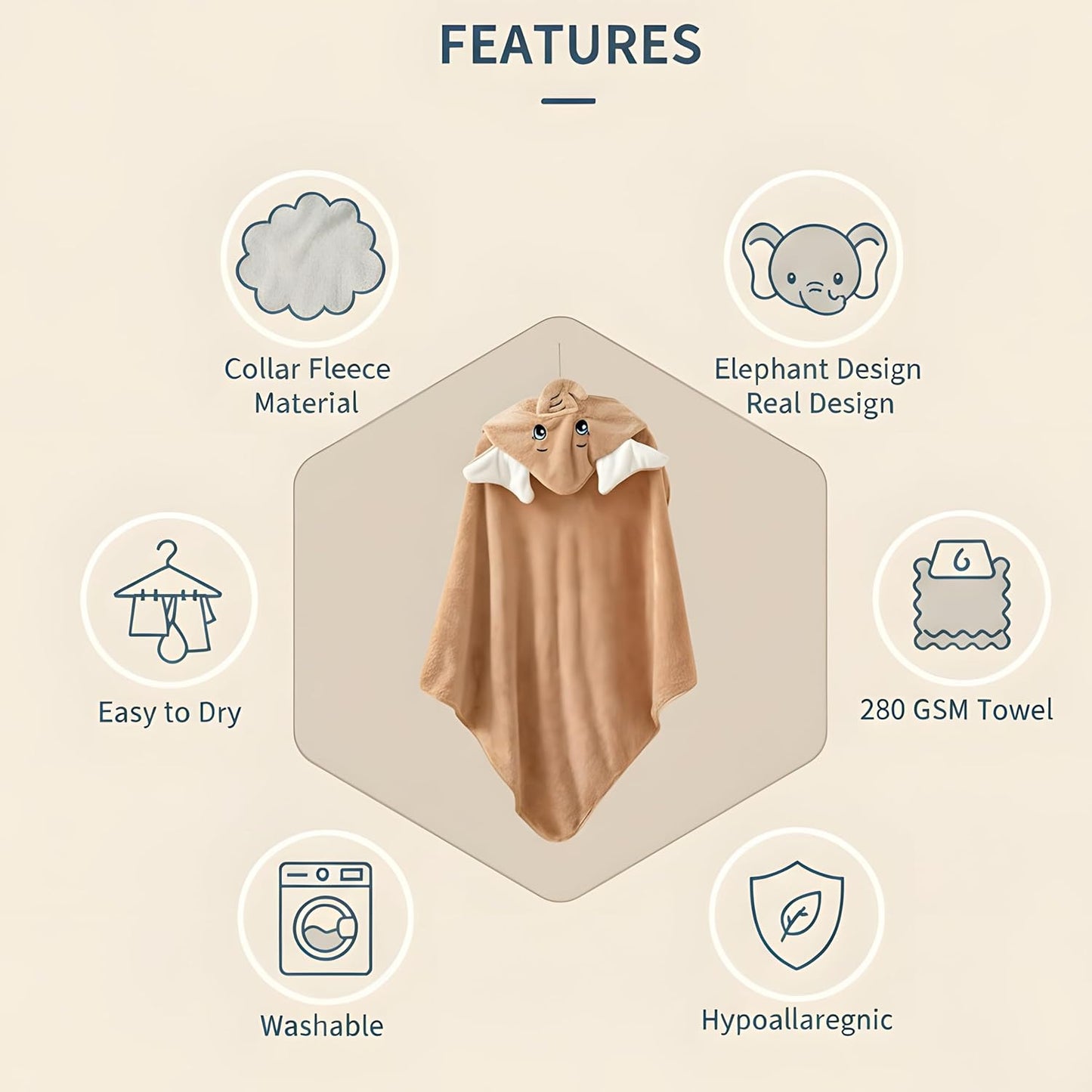 Ultra-Soft Baby Hooded Towel - Tan