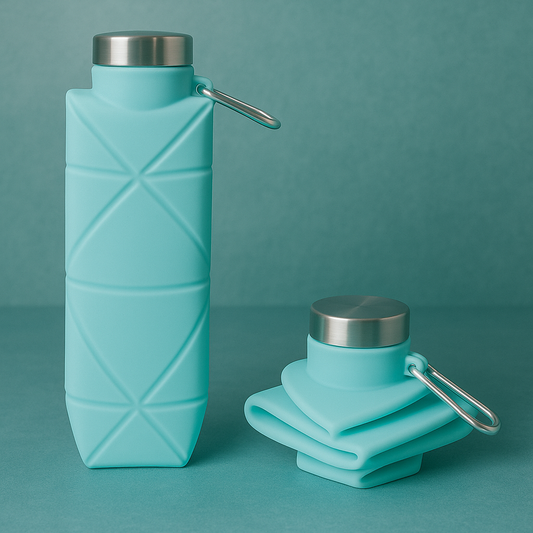 Collapsible Water Bottle Aqua Blue– Premium Stainless Steel & Silicone [750ML]