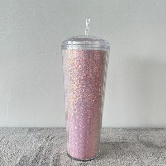 Glam Double Walled Glitter Tumbler - Light Pink
