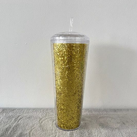 Glam Double Walled Glitter Tumbler - Gold