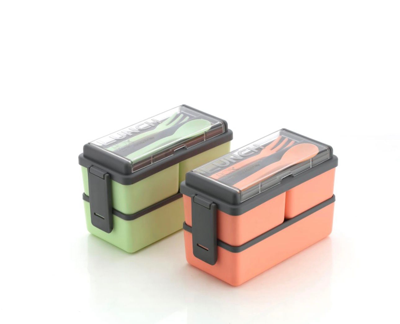 3-Compartment Plastic Lunch Box 1 Spoon 1 Fork - 1400ml  | BPA Free & Food-Grade Material