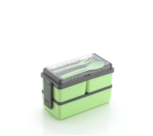 3-Compartment Plastic Lunch Box 1 Spoon 1 Fork - 1400ml | BPA Free & Food-Grade Material