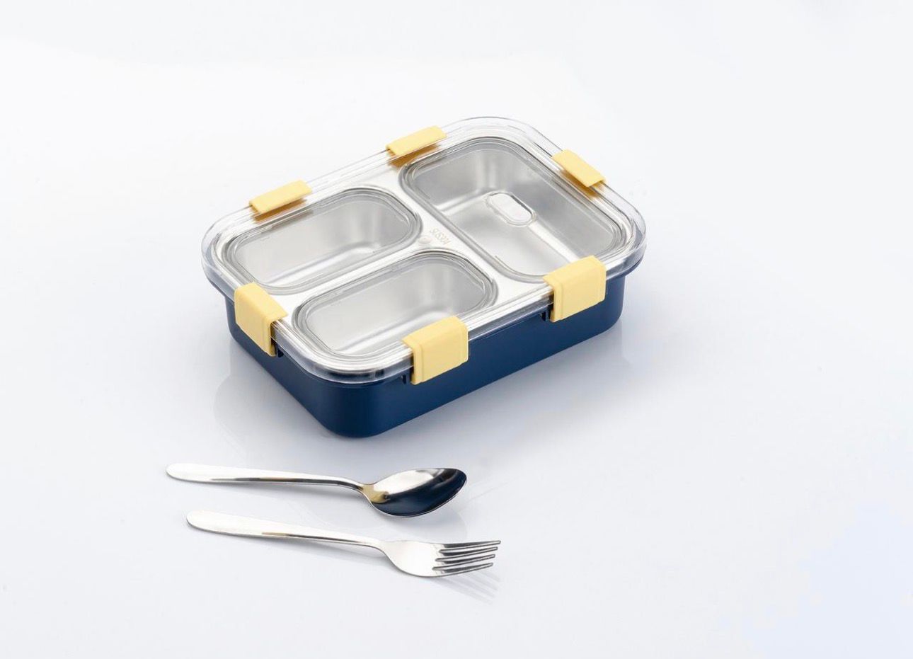 3 Compartment Stainless Steel Lunch Box, Leakage Proof Lunch Box - Pink